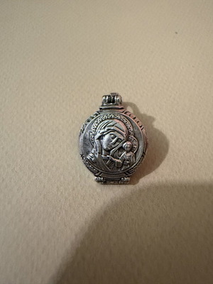 Silver opening pendant with Virgin Mary and cross, Triantopoulos