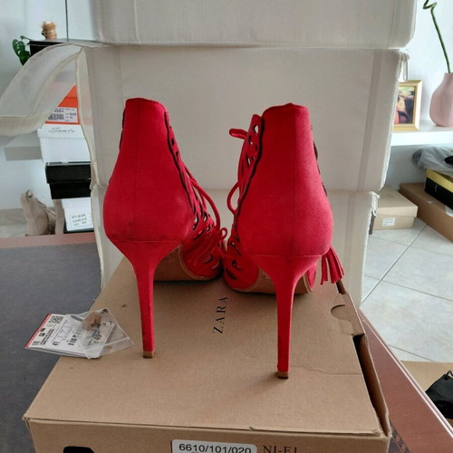 Zara sandals red, size 41, suede-like, like new