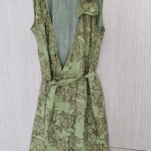 Clement Ribeiro Pure Silk Green Dress L Like New Wedding Baptism
