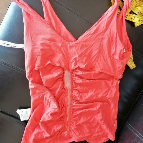 Vintage coral sleeveless top with beads Rene Derhy used