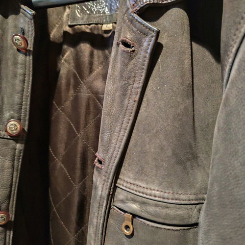 Leather jacket dark brown used, size L