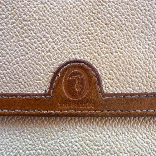 Trussardi vintage women's wallet used, beige and brown leather details