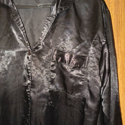 Nadia Lingerie Black Satin Shirt L like new, oversized pajama style