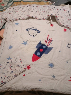 Cot bumper, duvet and cotton crib sheets like new