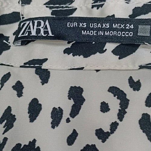 Zara women's wrap dress used, white and black leopard print, size XS