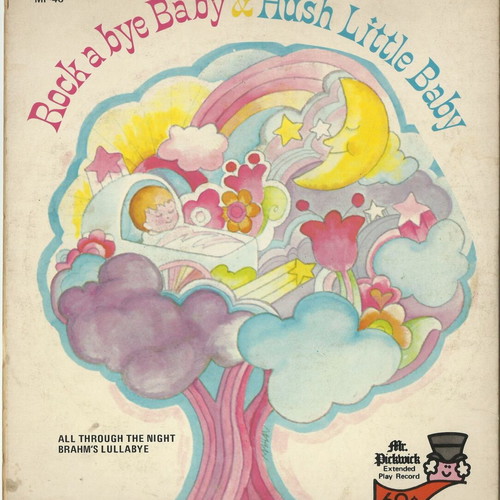 Children's vinyl record used, Rock a Bye Baby, 45 RPM