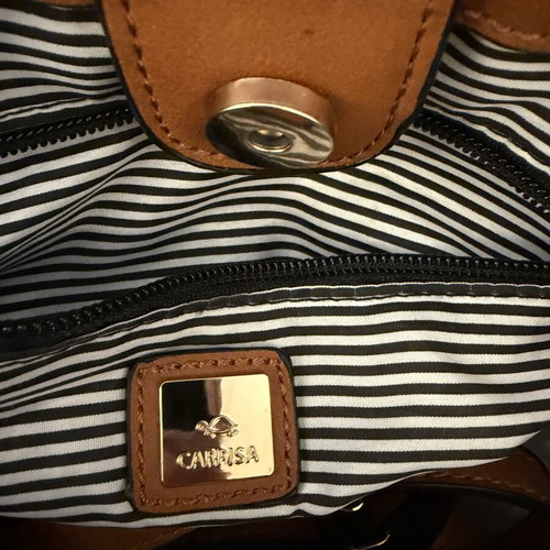 Carpisa leather handbag camel new with adjustable strap