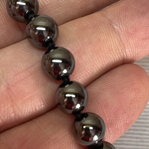 Vintage Hematite Necklace with Rhinestone Pendant like new