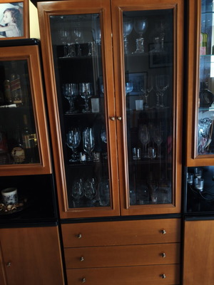 Classic dining room unit like new with glass cabinets and storage