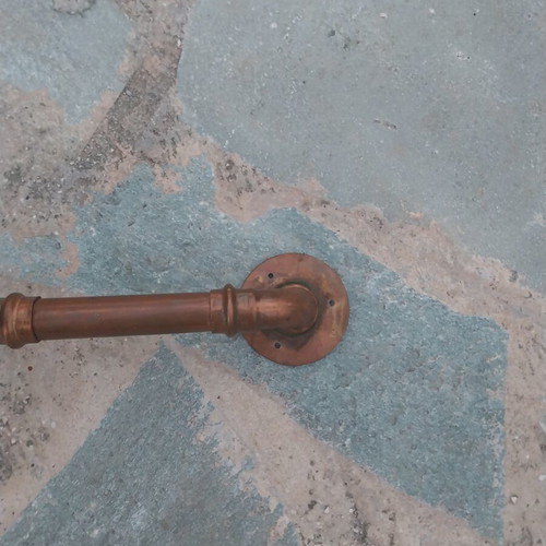 Handmade copper pipe ceiling light used, square with E27 socket