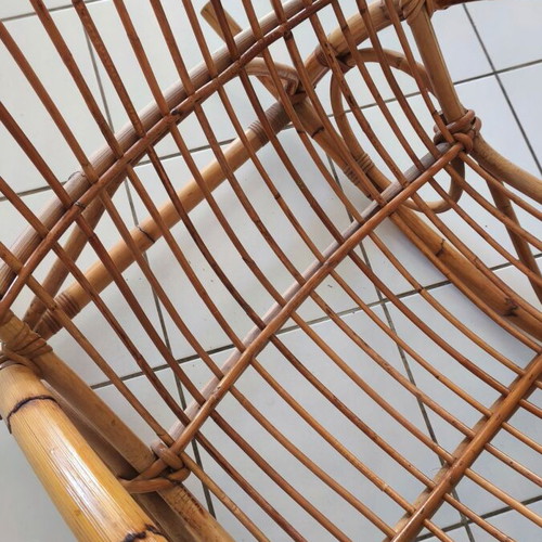 Handmade bamboo rocking chair, 40 years old