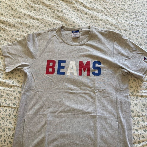 Beams x Champion T-shirt used, gray, size XL, front pocket