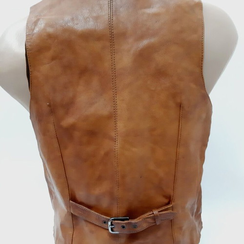 Apollo Leder Design Vintage Leather Vest lambskin size L used, brown