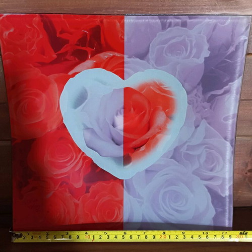 Glass serving platter Saint Valentine new with heart and roses