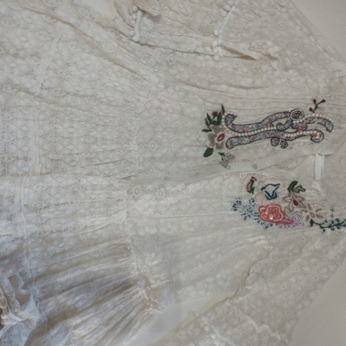 Anvil lace tunic with embroidery, like new, white, XL