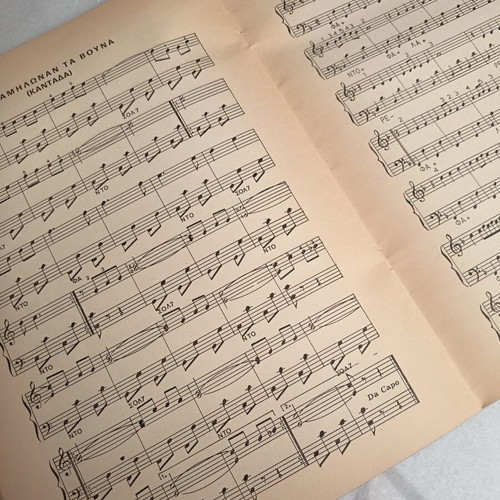 Sheet music book 55 known pieces for accordion used, Greek