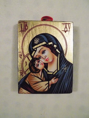 Small handmade Panagia icon used