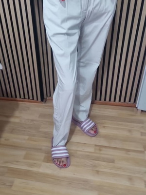 Women's elastic summer pants like new, size L 40 12, gray