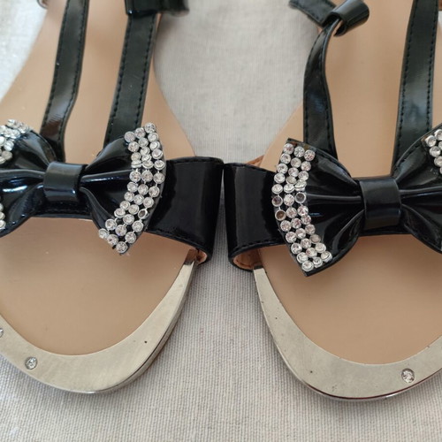 Girls black strap sandals like new with diamante detail size 36 Migato