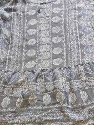 Summer blouse used, size XL, white and turquoise