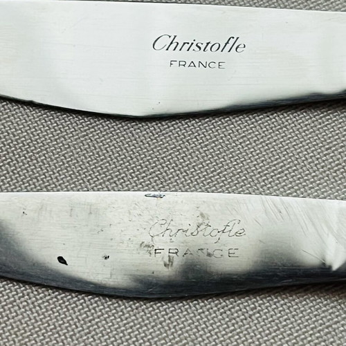 Christofle France collectible set of 3 knives used, Olympic Airways Onassis era