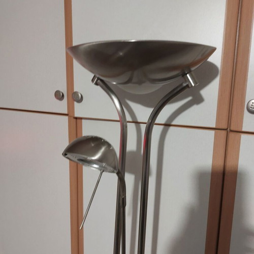 Floor lamp with 2 dimmers used, metal, 183 cm height