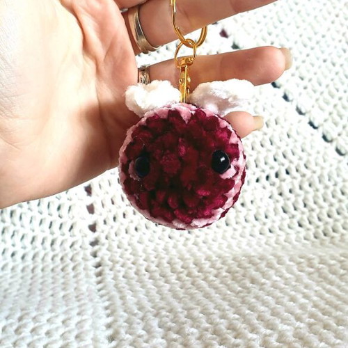 Love Bee Keychain New Handmade with Heart Wings
