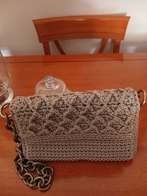 Handmade crossbody bag with inner lining and pocket, new, beige