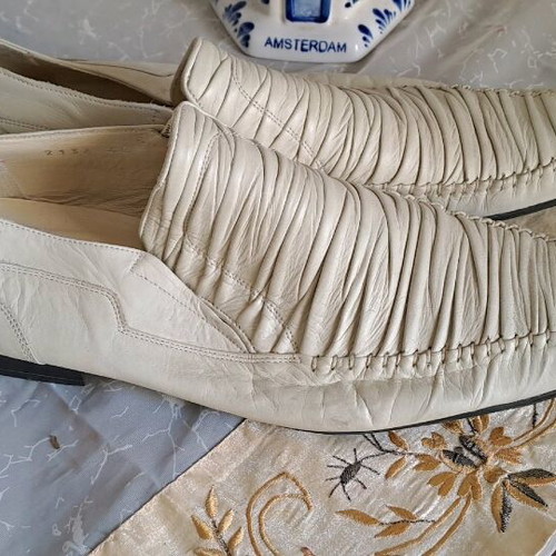 Walk Man shoes used, 100% leather, size 45, white-beige