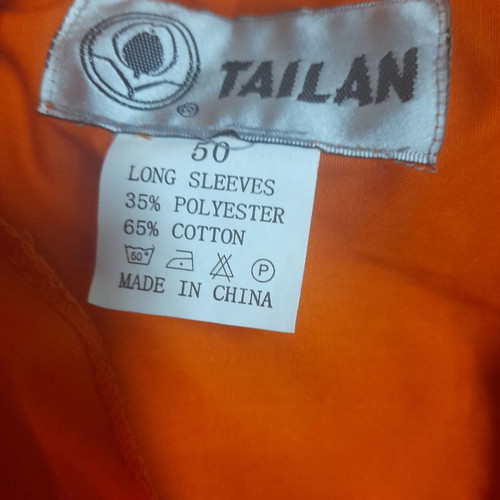 Tailan orange work coverall new, sizes 50,52,56,58