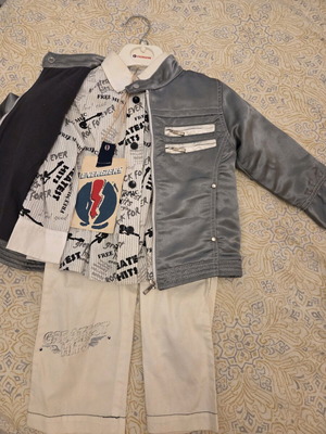 Spring set for 1-year-old boy with shirt, pants, and jacket new