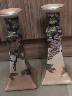 Vintage hand painted candlesticks in excellent condition