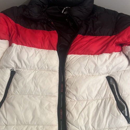 Pull & Bear jacket, medium, white and blue