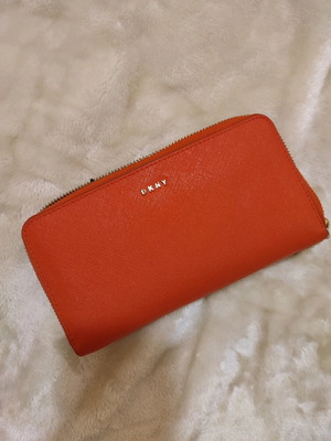 DKNY leather wallet like new, red orange