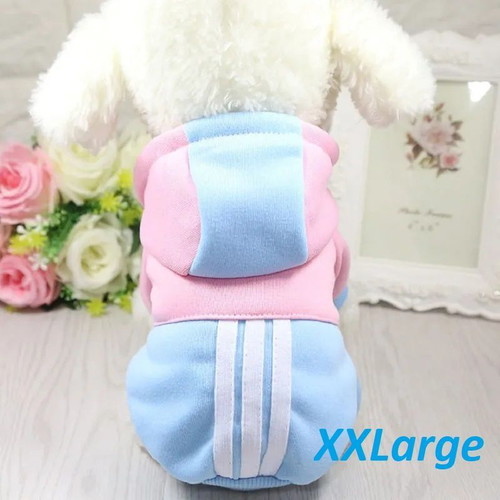 Dog Clothes Sporty Look Blue-Pink XXL new with hoodie and fleece