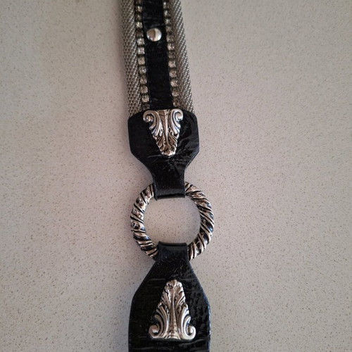 Berge belt like new, black and silver, size 100