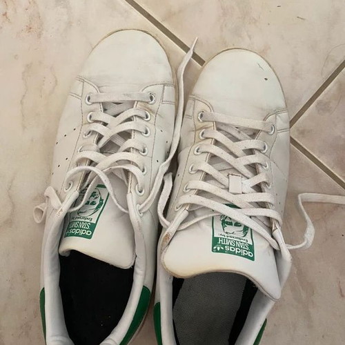 Adidas Stan Smith casual shoes used, size 45 1/3, white and green
