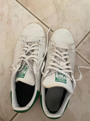 Adidas Stan Smith casual shoes used, size 45 1/3, white and green