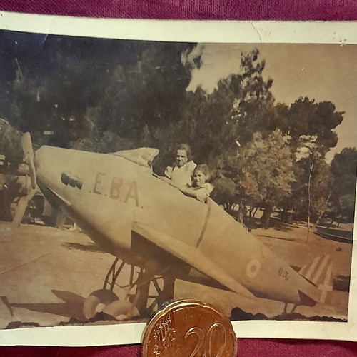 Vintage photo of E.B.A. airplane scene from Penteli 1950, used