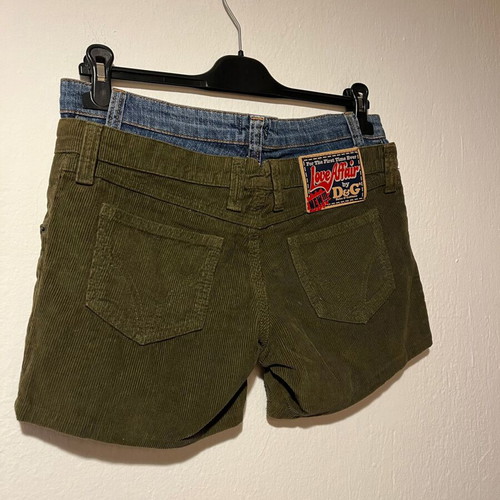 Dolce & Gabbana Vintage Love Affair Y2K Double Waist Corduroy Denim Shorts size 40 used