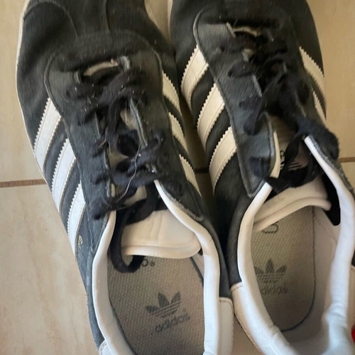 Gazelle Adidas athletic shoes size 38 used, black and gray
