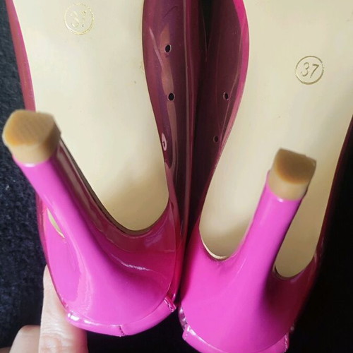 Clear fuchsia heels size 37 like new, 10cm heel