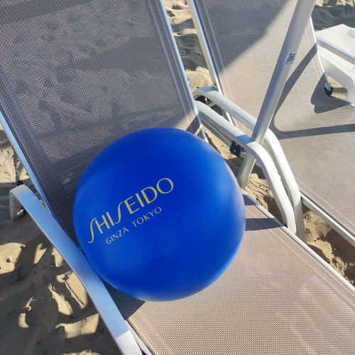 Inflatable beach ball used, large blue, summer vibes
