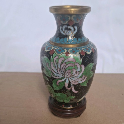 Cloisonné decorative vases used, set of 3 pieces