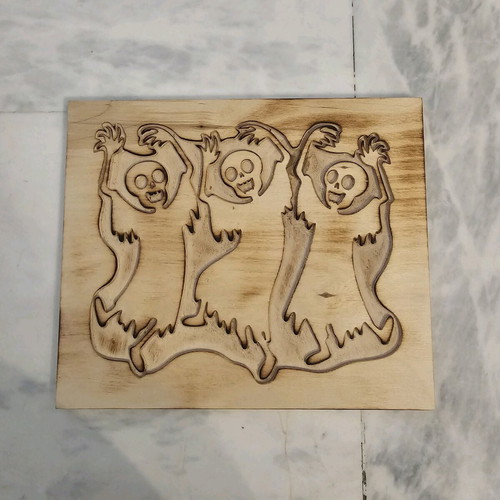 Handmade 3D decorative panel with ghost skeletons