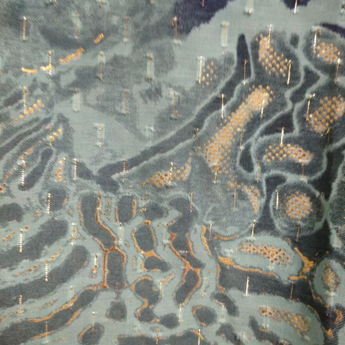 Women's cotton top with metallic gold shine and abstract animal print