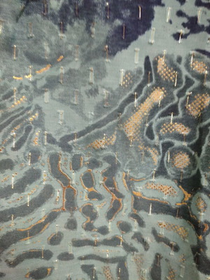 Women's cotton top with metallic gold shine and abstract animal print
