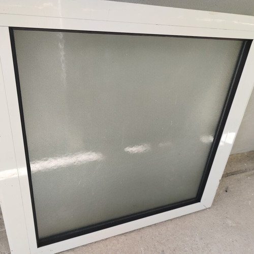 Aluminum fixed window used, 75x76cm, milky double glass, ALUMIL series