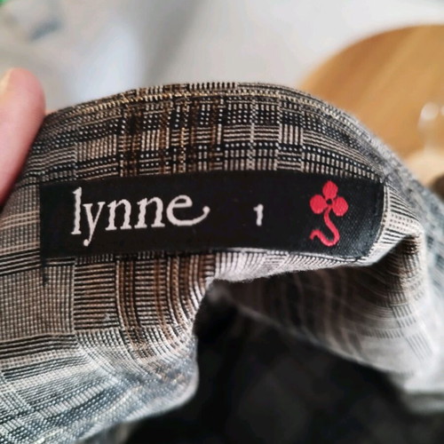 Lynne women's dress plaid S like new, gray and brown