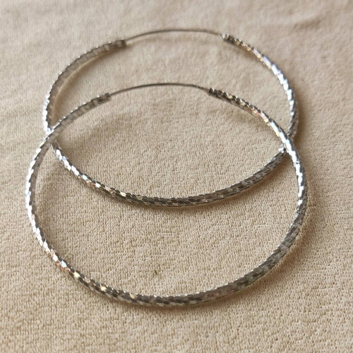 925 Silver Hoops like new with embossed shine